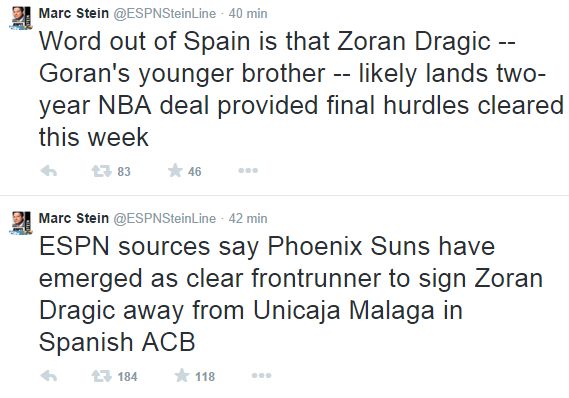 Les Suns proposeraient un contrat de deux ans à Zoran Dragic