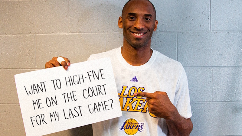 Kobe Bryant lance une tombola pour gagner deux places pour son dernier match