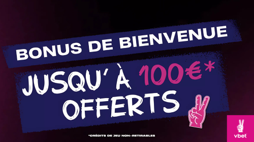 Bonus Vbet et code promo VBETNBA : 100 € offerts sur premier pari perdu, remboursé en deux freebets.
