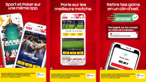 Interface utilisateur su site de pari Betclic
