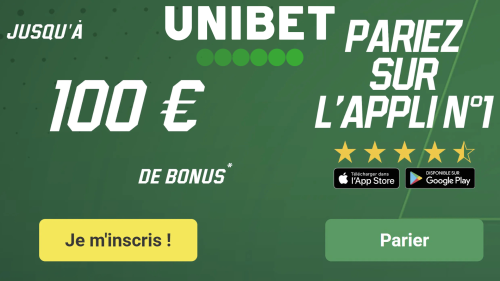 100e de bonus de bienvenue sur le site de pari sportif Unibet