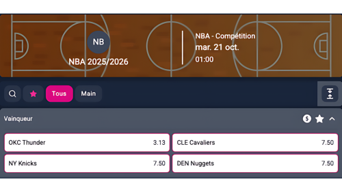 cotes nba 2025 vbet
