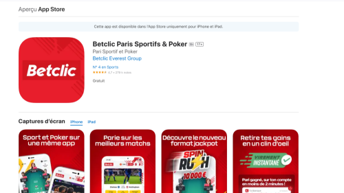 Télécharger l’application Betclic sur iPhone et iPad via l’App Store