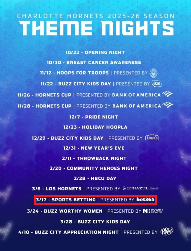 Calendrier Hornets 2025-2026