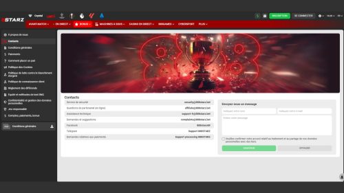 En cas de problème pour s'inscrire sur 888starz, bous pouvez contacter le service client