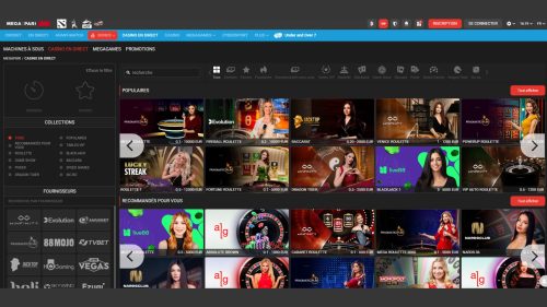 Jouez en ligne au casino en direct sur l'app Megapari sur mobile