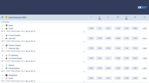 On retrouve souvent plus de 1 000 paris différents par match sur 1xBet