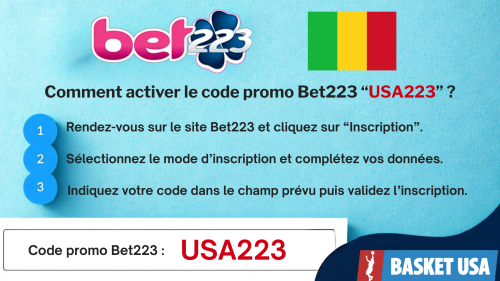 Inscription Bet223 code promo USA223 formulaire bonus Mali APK