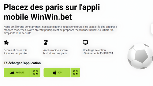 pplication mobile WinWin sur Android et iOS pour les paris sportifs et le casino