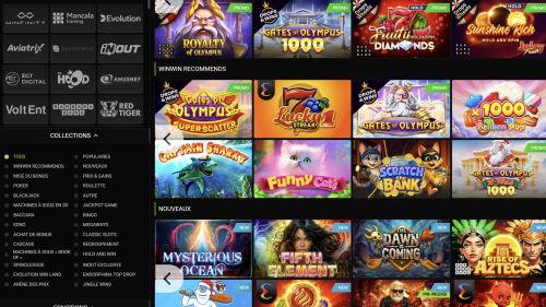 Casino en ligne WinWin avec machines à sous, casino live et jeux crash populaires