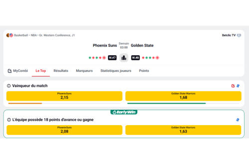 cote betclic pari nba match phoenix suns golden state warrior