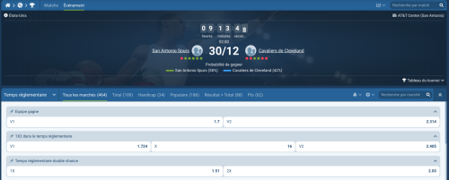 spurs cavaliers 1xbet