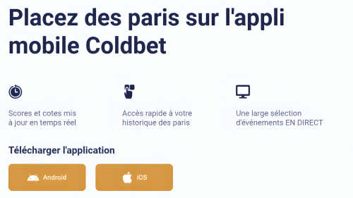 Test de l'application mobile Coldbet : APK Android et iOS pour paris et casino.
