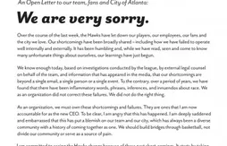 Racisme : la lettre d’excuses des Hawks à destination de leurs fans