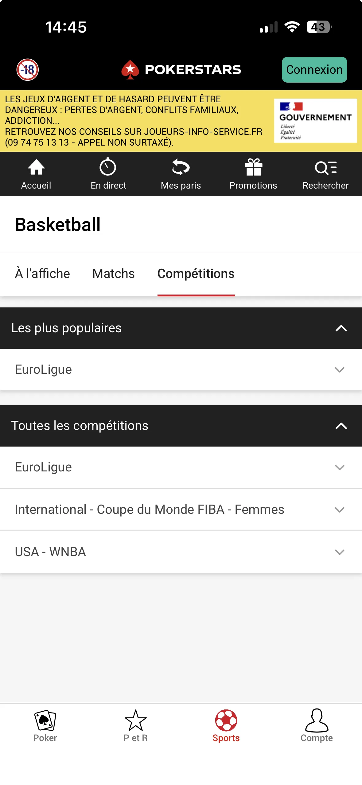 Onglet basket sans NBA en septembre sur Pokerstars