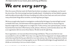 Racisme : la lettre d’excuses des Hawks à destination de leurs fans