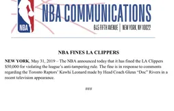 Doc Rivers mis à l’amende après son commentaire élogieux sur Kawhi Leonard