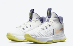 La LeBron Witness 5 aux couleurs des Lakers, version pastel
