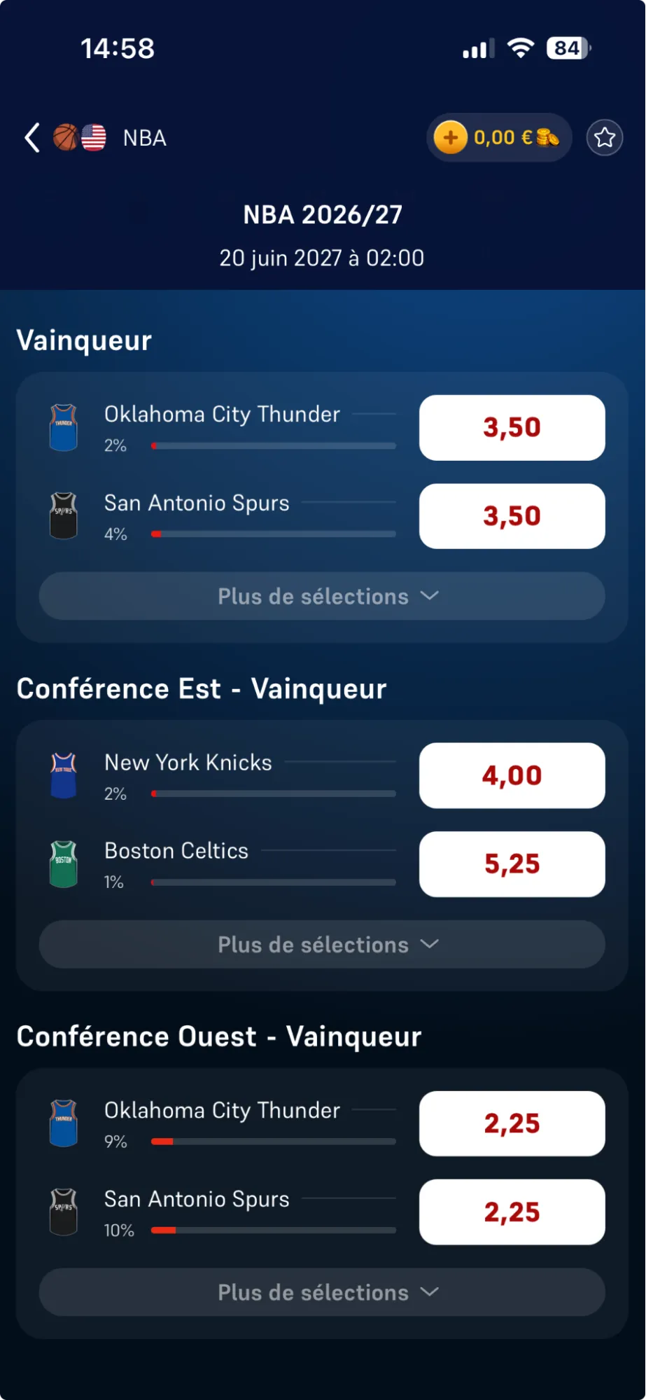 Les marchés long terme NBA sur Winamax