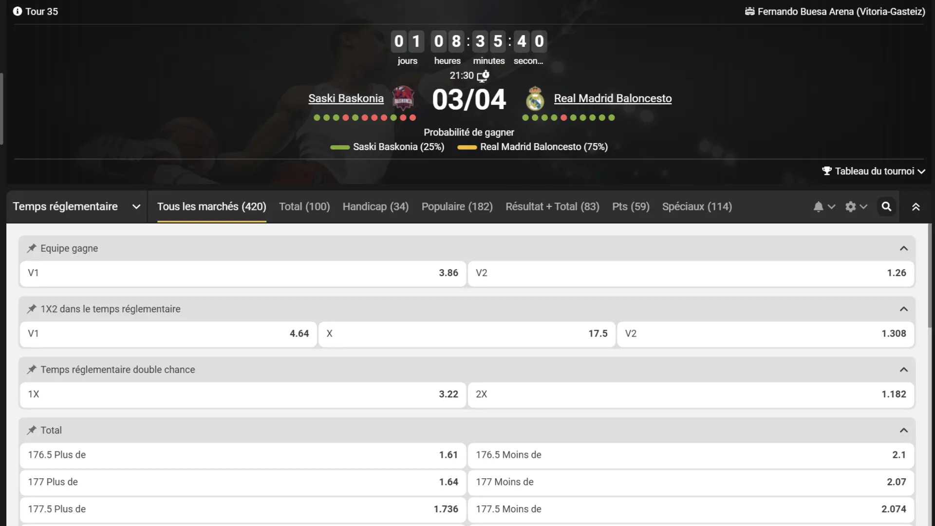 Code promo Melbet pour Baskonia contre Real Madrid en Euroligue à la Fernando Buesa Arena.