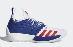 Bleu, blanc et rouge pour la adidas Harden Vol. 2