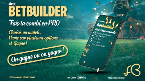 Fonctionnalités Akwabet affichant Cash Out, paris en direct et Bet Builder Akwamix Pro.