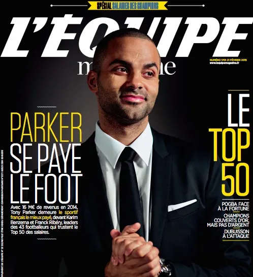 Salaires des sportifs français : Tony Parker, numéro 1 avec 16 millions d'euros