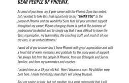 Amare Stoudemire remercie les fans de Phoenix