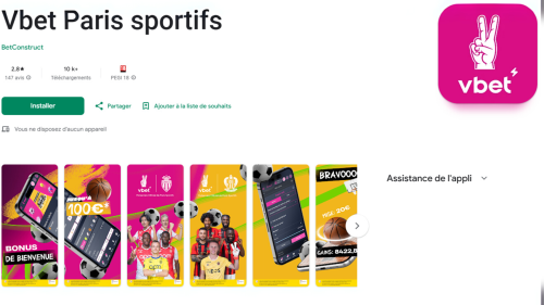 Application Vbet sur Google playstore