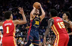 Le tandem Wiggins – Curry ne fait qu’une bouchée des Hawks