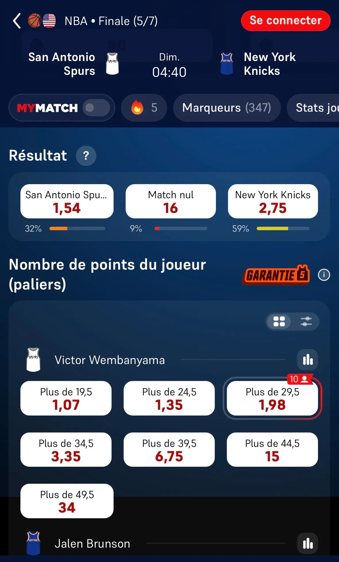 Les cotes Winamax pour le game 5 des Finals - 12 juin 2026