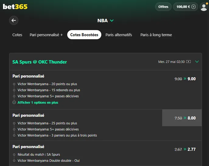 bet365 cotes nba