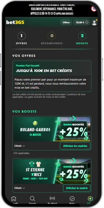 Aperçu du bonus de bienvenue sur Bet365 france