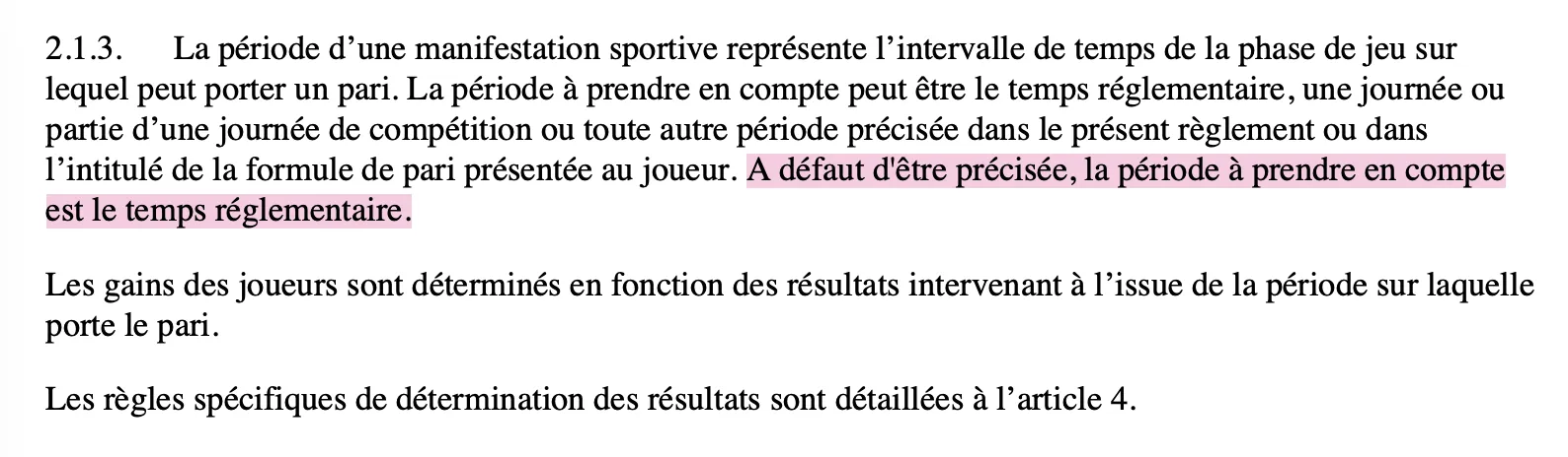 Clause sur la période de jeu dans le règlement des paris sportifs d’Unibet, octobre 2026