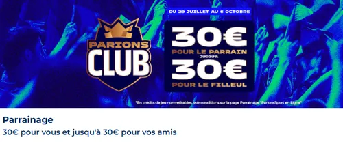 programme de parrainage Parions Sport gagner jusqu’à 60€ crédits de jeu