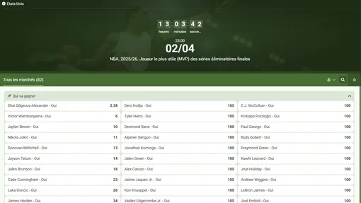 Code promo Linebet pour parier sur le MVP des Playoffs NBA 2025/2026.