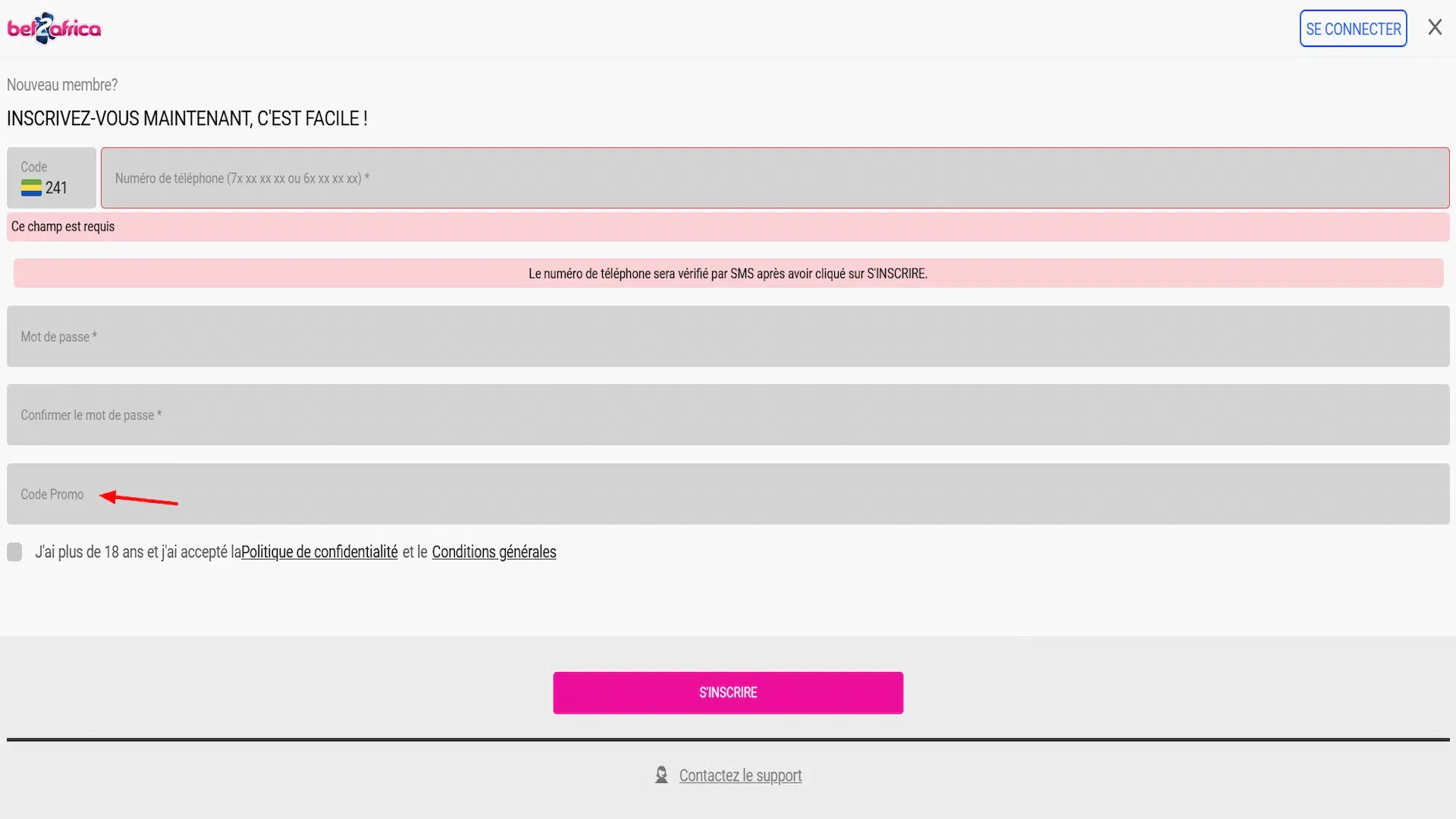 Inscription apk bet2africa
