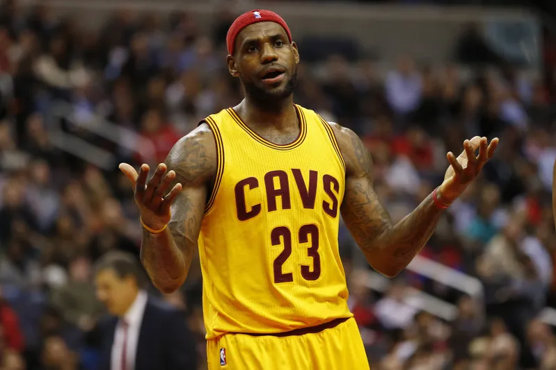 Nov 21, 2014; Washington, DC, USA; Cleveland Cavaliers forward LeBron James (23) gestures on the court against the Washington Wizards in the fourth quarter at Verizon Center. The Wizards won 91-78. Mandatory Credit: Geoff Burke-USA TODAY Sports