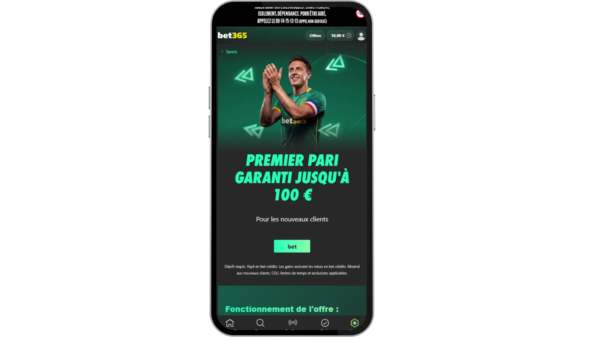 Le bonus de bienvenue sans code promo sur Bet365