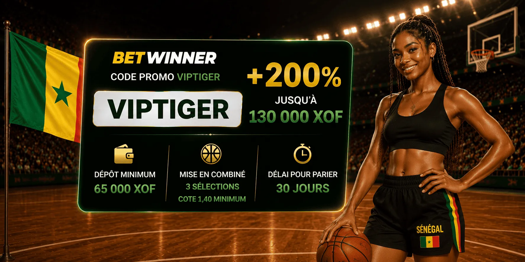 Jusqu'à 130 000 XOF avec le code promo Betwinner