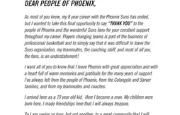 Amare Stoudemire remercie les fans de Phoenix