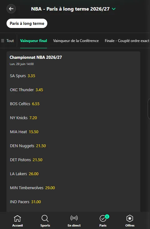 bet365 cotes nba
