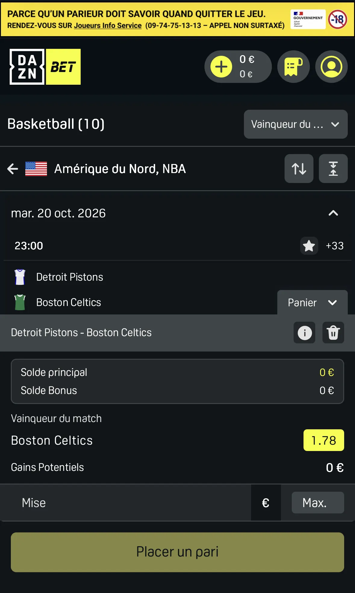 Placer un pari avec le bonus Daznbet