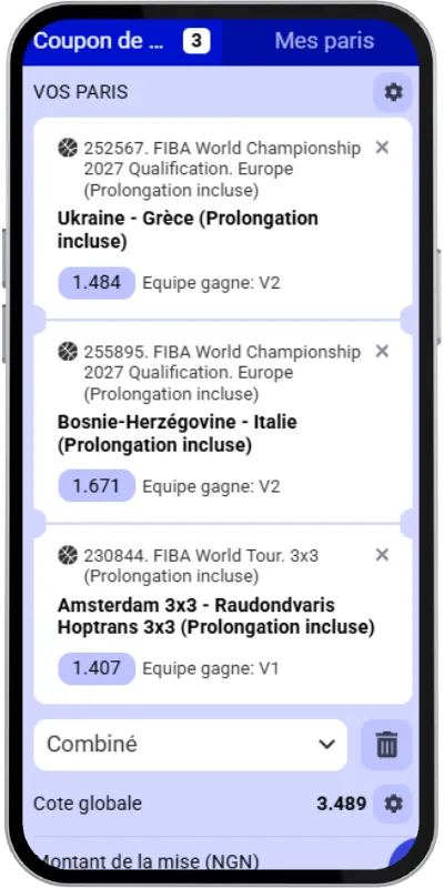 Combiné FIBA World Cup et 3x3 Tour avec le code promo Paripesa