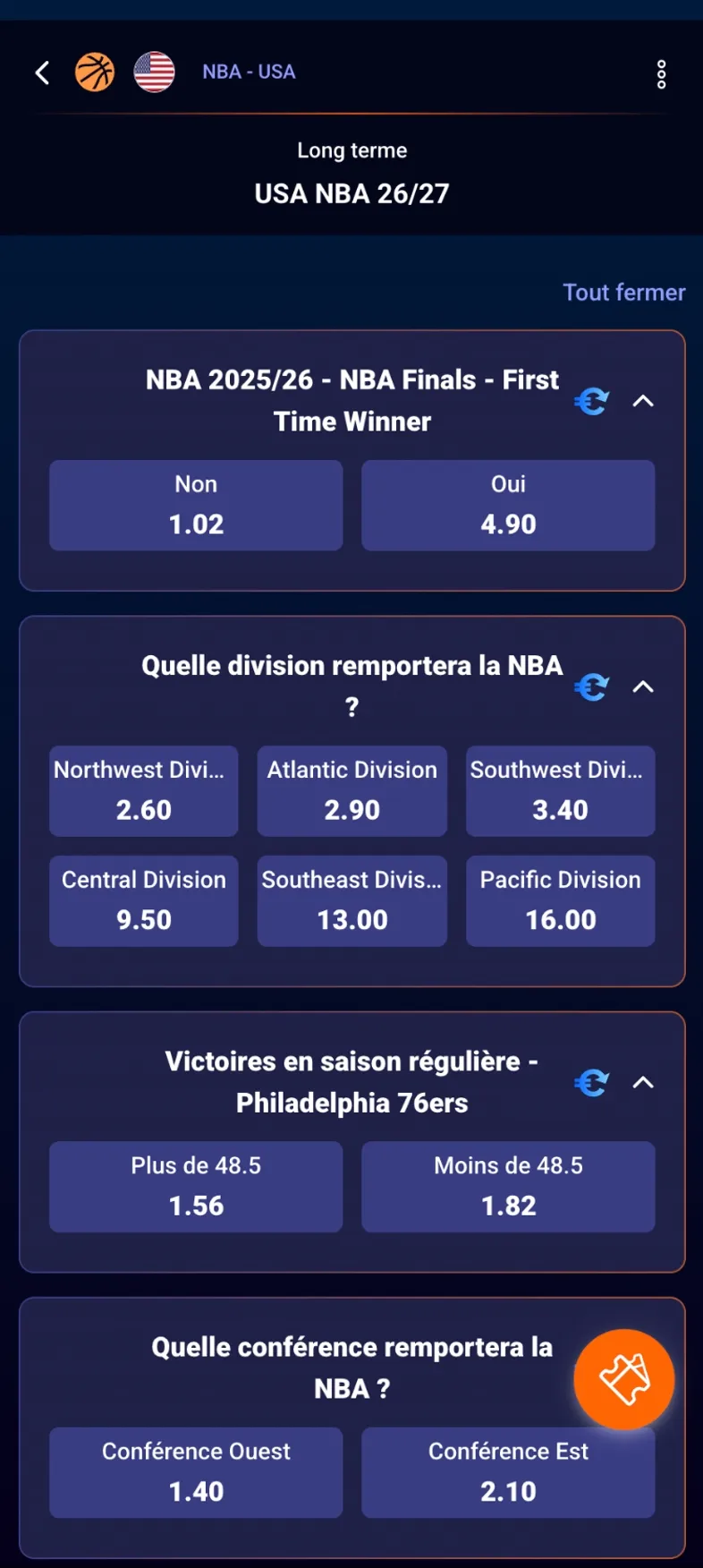 Betsson propose des marchés long terme pour la saison de NBA à venir