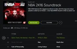 La bande-son de NBA 2K16 déjà disponible sur Spotify