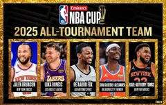Karl-Anthony Towns avec Jalen Brunson dans l’équipe type de la NBA Cup