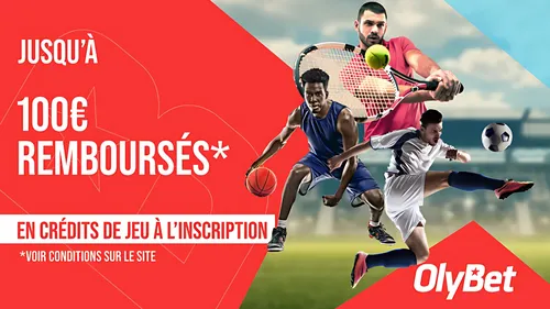 bonus de bienvenue Olybet 100€ freebets premier pari remboursé cashback