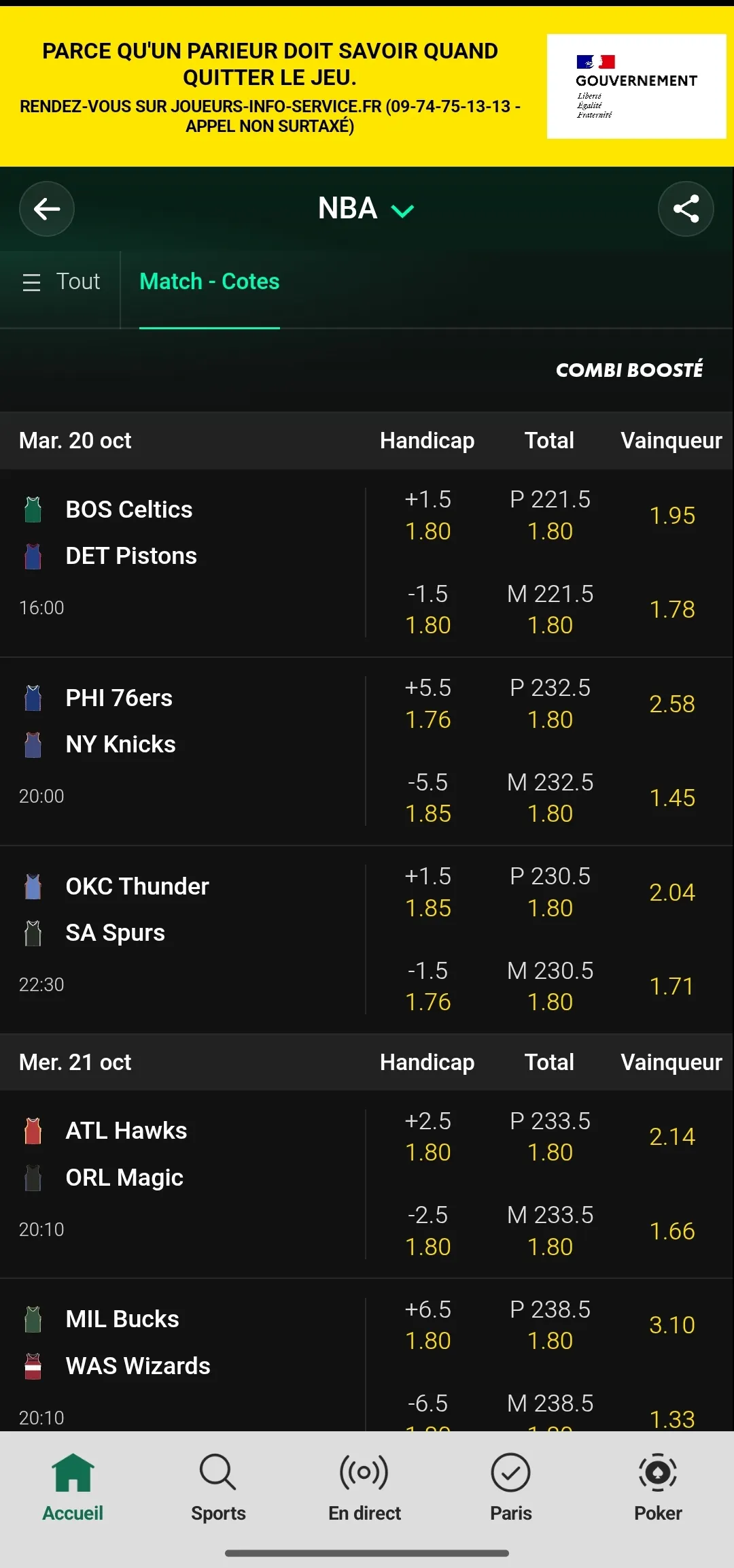 Cotes des premiers matchs de la saison 2026/2027 de NBA sur bet365