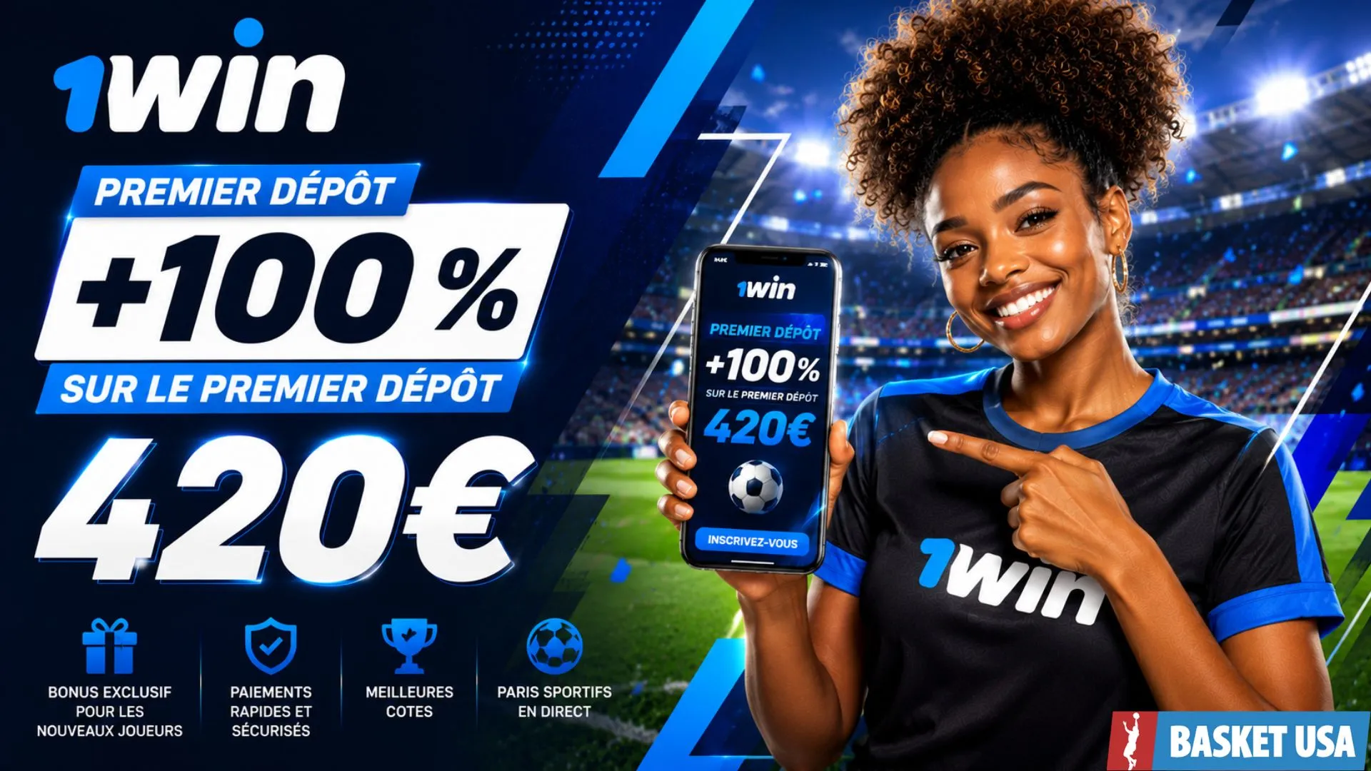 Bonus premier dépôt 1win de 100 % jusqu'à 420 € pour les nouveaux joueurs